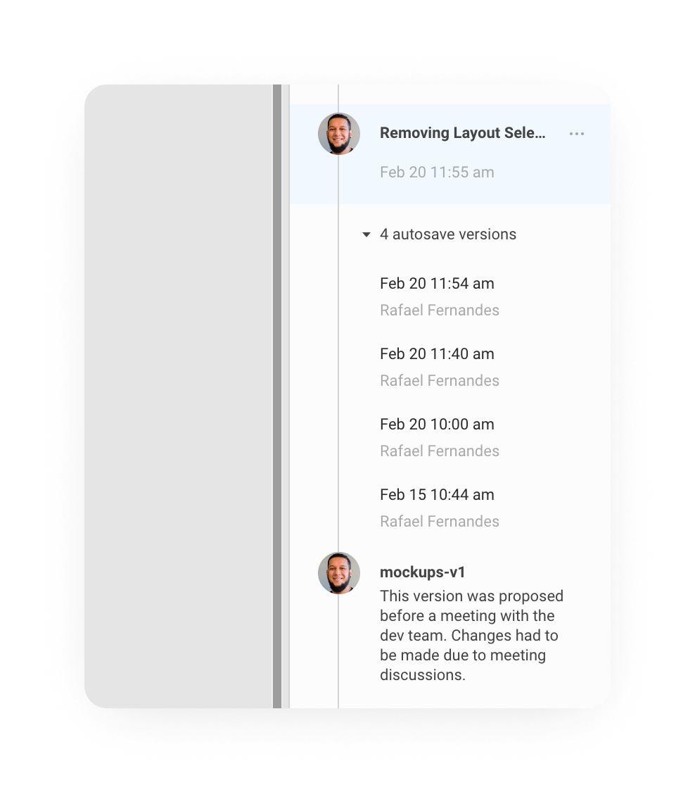 Version history timeline view