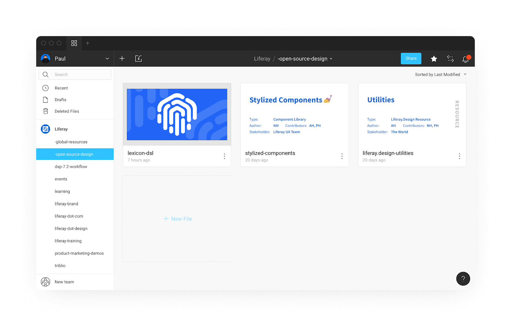 A screenshot of Liferay’s open source Figma project