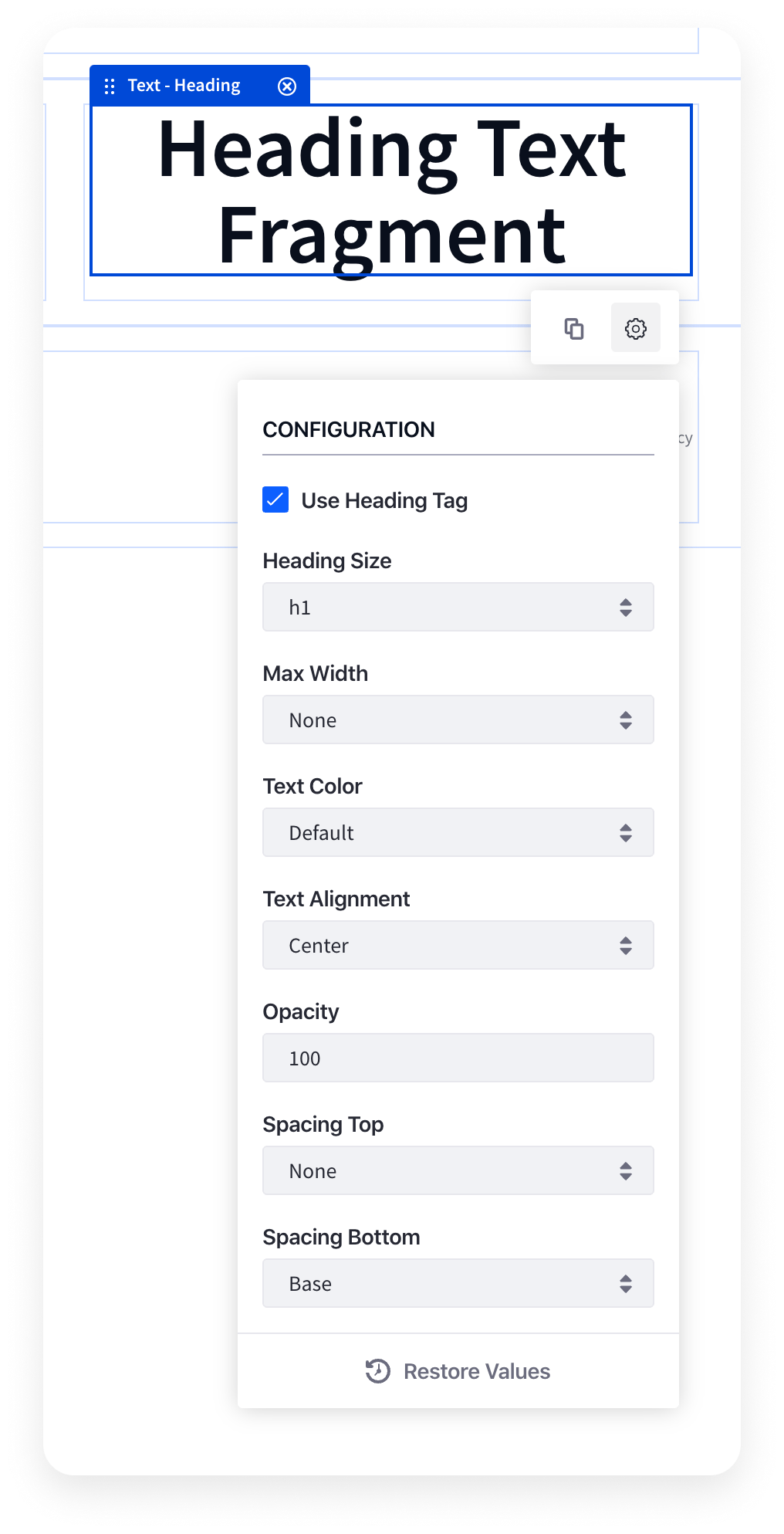 Heading fragment with styling options
