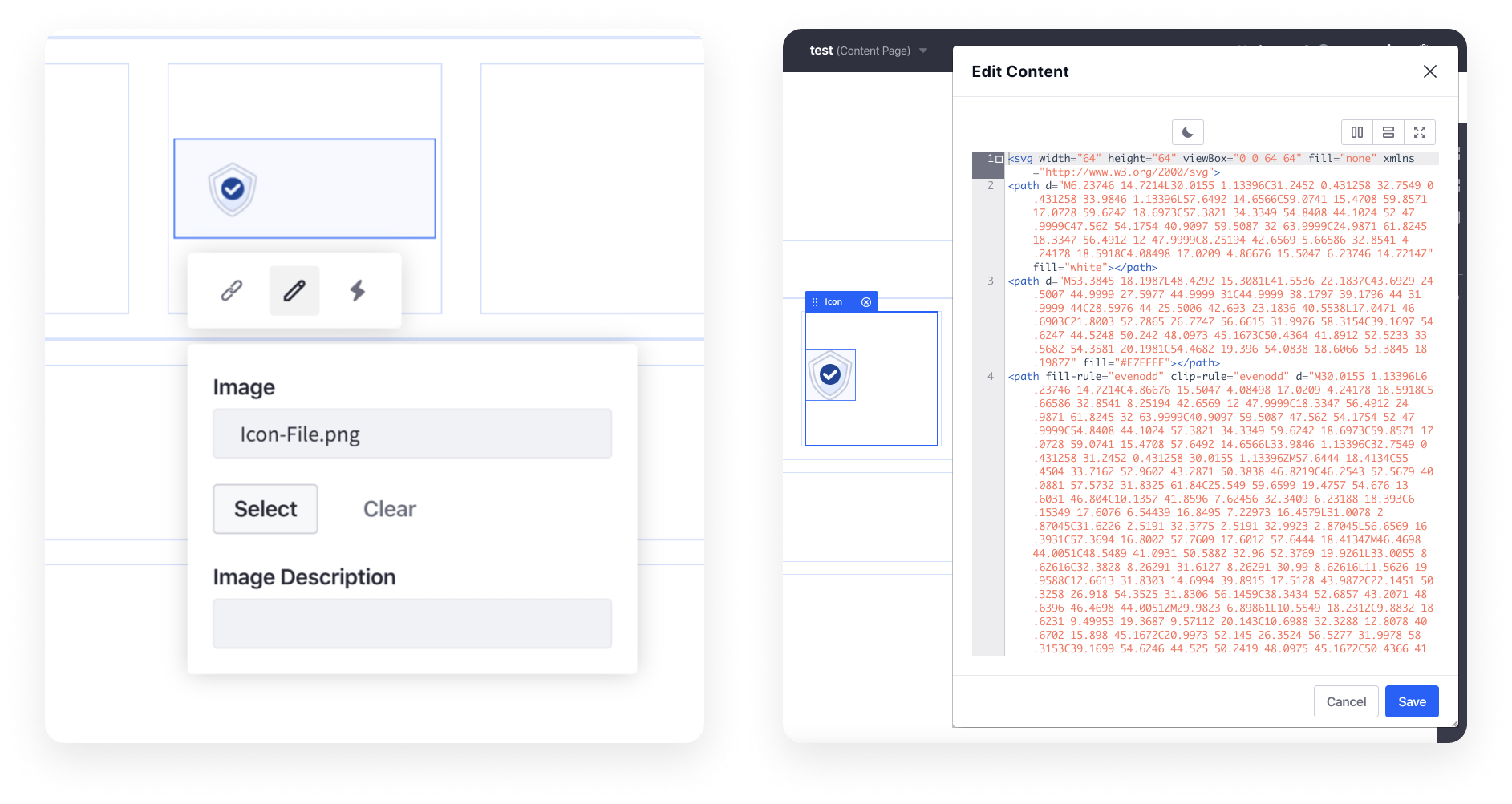 Document selector icon & html embedded svg icon