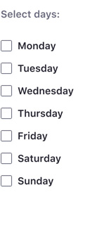 List of checkboxes to select options