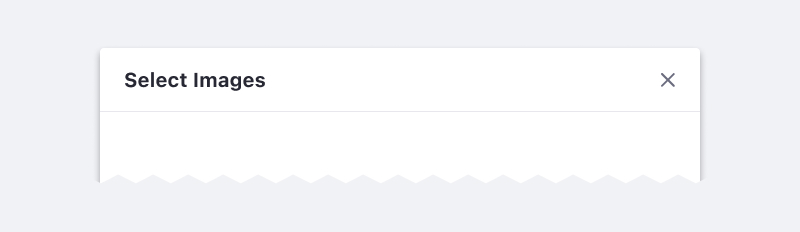 Modal header displays close icon to the top right