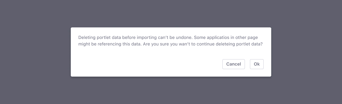 Browser confirmation message for permanent deletion of the selected entities