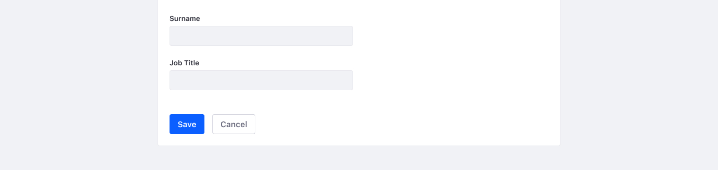 Form with primary action that reads Save