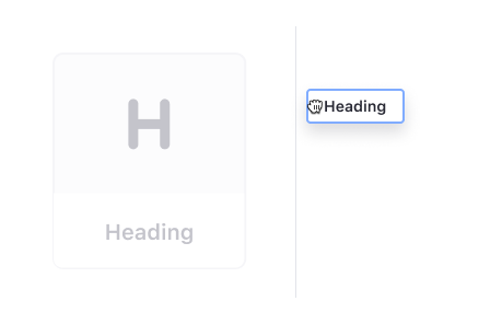 a heading item being dragged