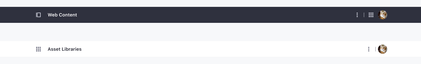 Global Menu Header, dark at the top, light at the bottom