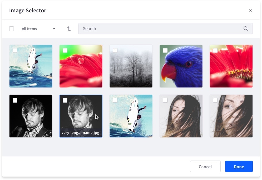 image selector example in desktop size