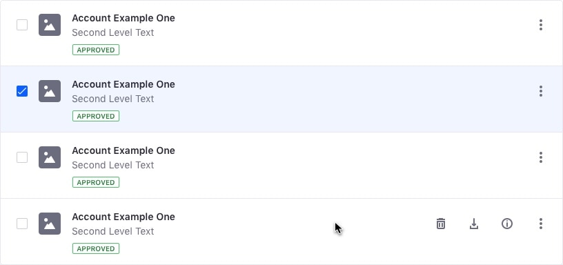 list view example with 3 different states in different entries