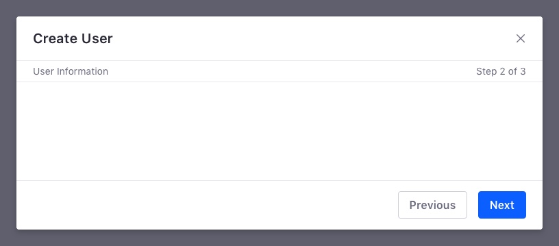 Multi step form simplified example of use inside a modal