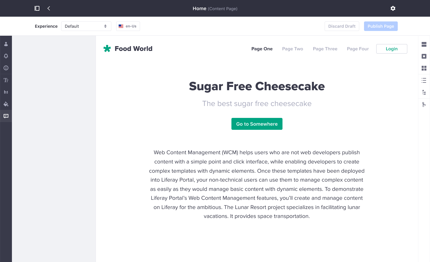 The panel pushes the content