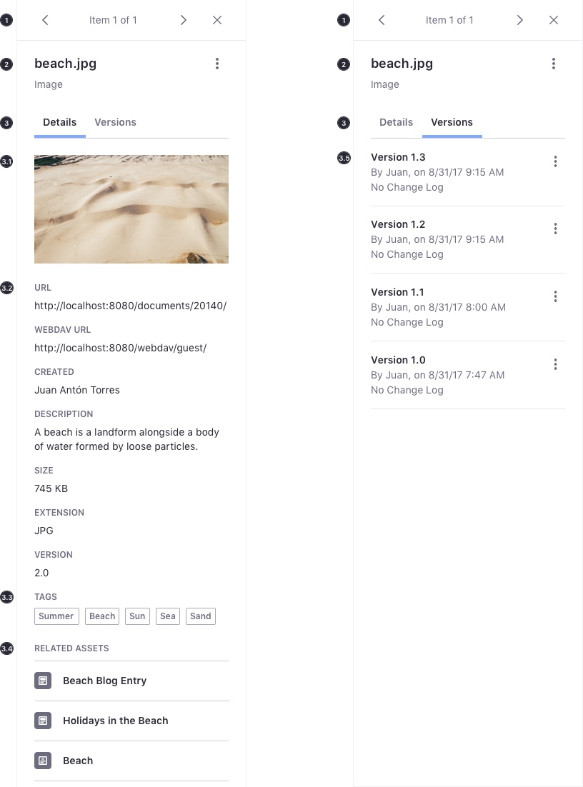 Sidebar Info Panel Components information