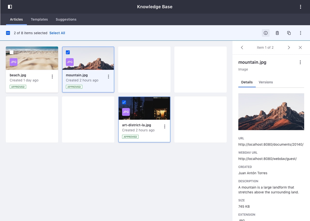 once unselected the first card, the next one in the buffer is the second one, which is show in the info panel