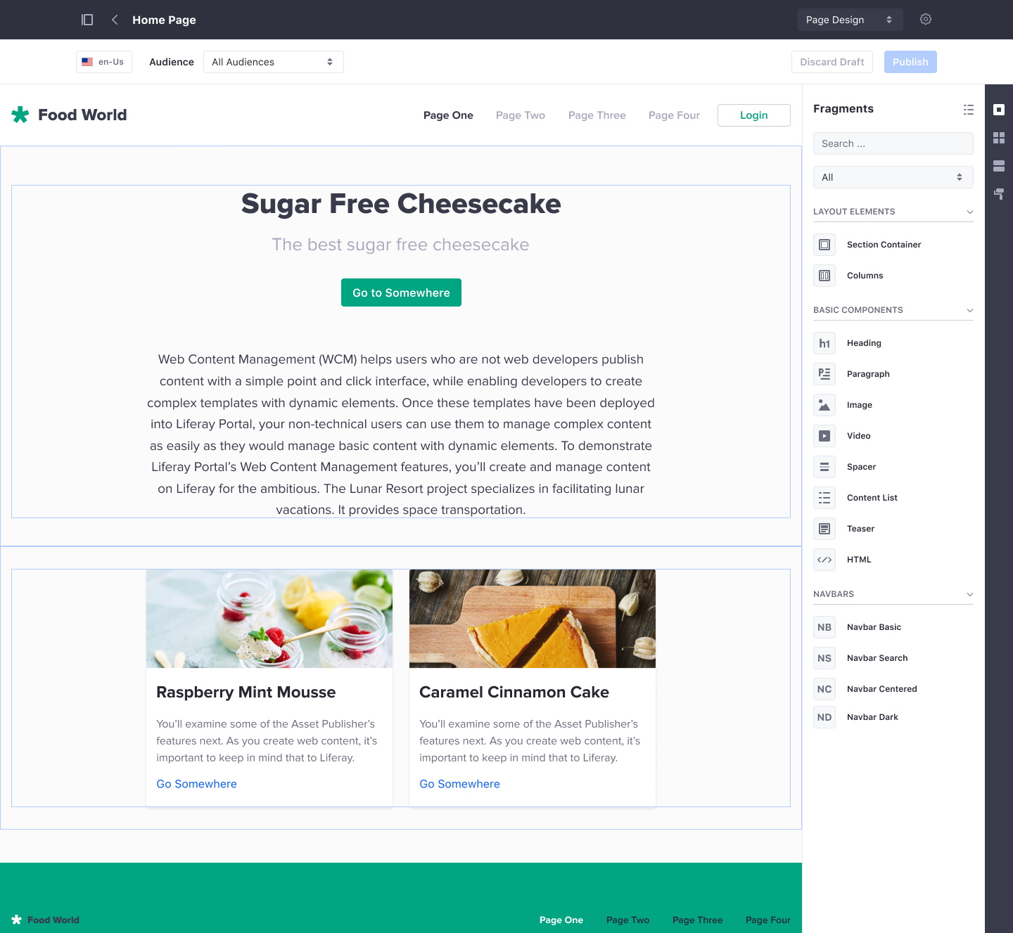 Page Editor using a vertical bar