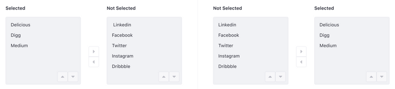 Dual Listbox Version 1 (left) and Version 2 (right)